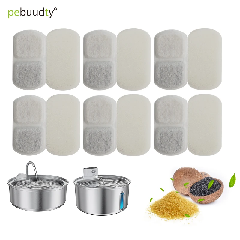 Cat Water Fountain Filters 6 Pack Replacement Filters Pre-Filter Sponges Set Automatic Pet Fountain Dog Water Dispenser