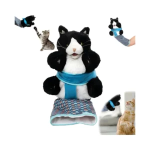 Cat Wrestling Toy Puppet Cat Wrestling Glove with Tough Padding for Play Plush Animal Toy for Busting Training and Exercise