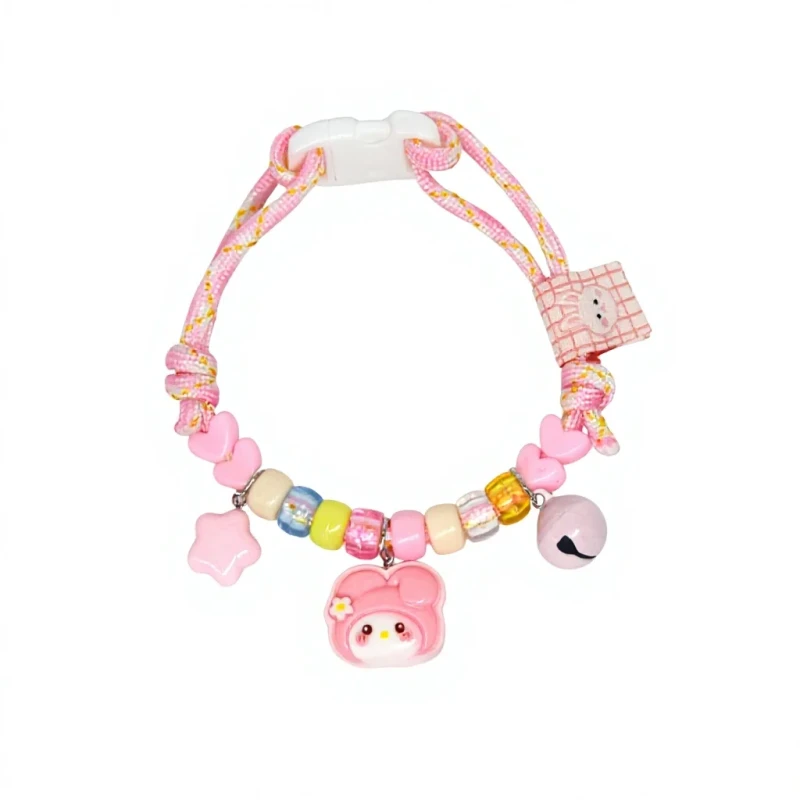 Cat and Dog Collar Necklace with Bell Cute Paw Print Simple Bell Colorful Adjustable Pet Collar All Seasons