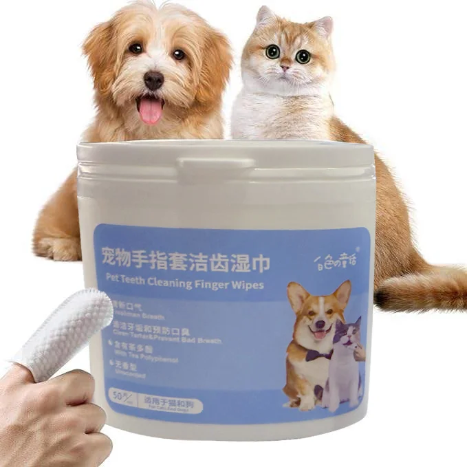 Cat and Dog Oral Stones Toothbrush Pet Wet Wipes for Teeth Cleaning Removes Bad Breath