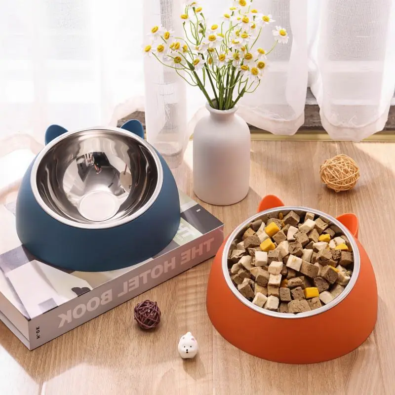 Cat and Dog Puppy Durable Bowl Multiple Shapes Leak Proof Cute Cartoon Style Stainless Steel & Plastic Non Slip Mat Feeder