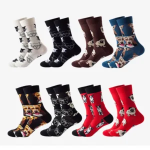 Cat and Dog Socks for Women Colorful Cute Animals Cartoon Socks With Custom Logo Minimum Order 10 Pairs