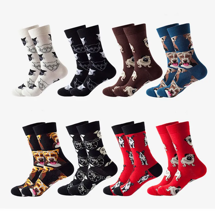 Cat and Dog Socks for Women Colorful Cute Animals Cartoon Socks With Custom Logo Minimum Order 10 Pairs