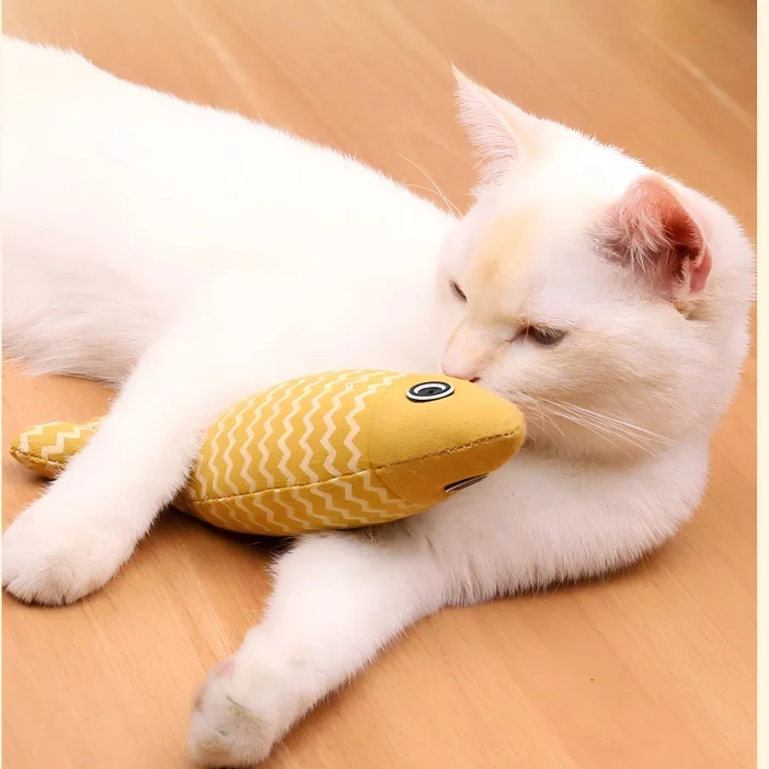 Catnip Simulation Fish Cat Toy Durable Small Interactive Cat Wand Molar Chew Toy for Kittens