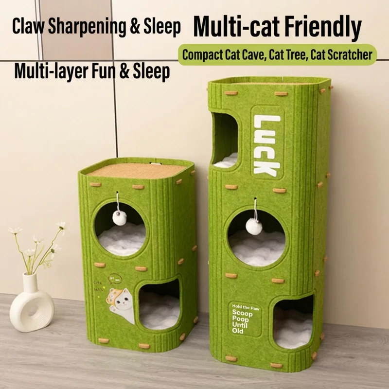 Cat's Nest Multi-layer Warmth Four Seasons Universal Climbing Frame Felt Integrated Scratching Board Semi-enclosed Cat Tree