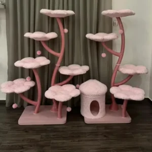 Cats Toy Hammock Cat Tree Tower Tall Flower Shape Cat Scratching Post House Scratcher