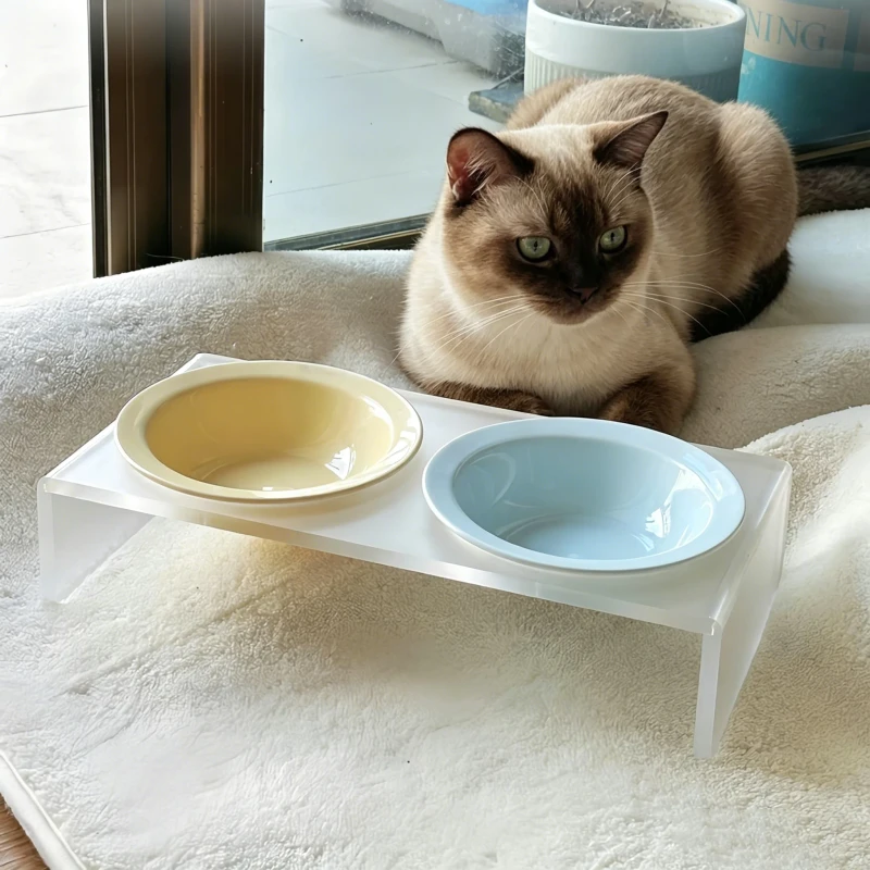 Ceramic Collapsible Waterproof Pet Food Bowl with High Footed Acrylic Stand for Chickens Premium Quality Bowls & Feeders
