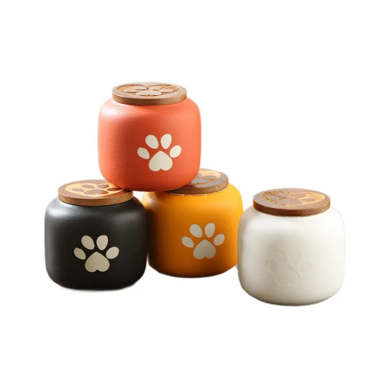Ceramic Pet Funeral Urn Waterproof Sealed Ashes Container Custom Pattern & Text Memorial Jar for Small Pets