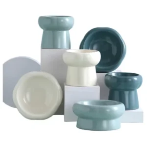 Ceramic Petal Shaped Non automatic Eco Friendly Durable Rustproof Dog Bowls Travel Pet Feeder