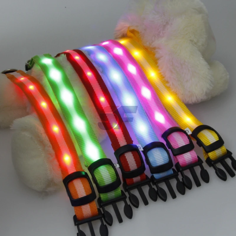 Chargeable Waterproof ABS Hardware Led Flashing Pet Dog Collars