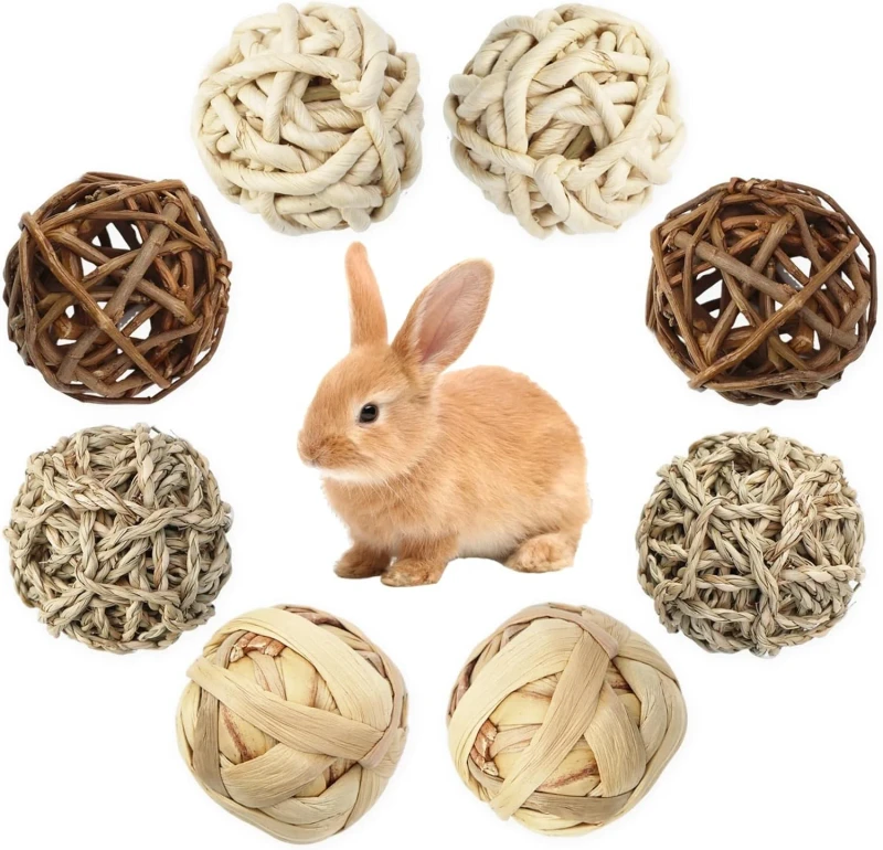 Chew Balls Pack of 8 Small Animals Toy Chew Balls for Small Animals Hamsters Rabbits Guinea Pigs Chinchilla Gerbils Rabbit