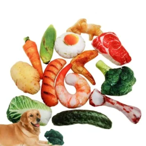 Chewable Pet Dog Plush Toy Cartoon Fruit Vegetable Eco Friendly Durable Puppy Dog Squeak Toy Bite Resistant Canvas Teeth Grind