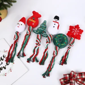 Chewing Rope Interactive Bite Christmas Dog Toy Chew Rope Stuffed Puppies Xmas Toys for Dogs Chewing Toy Pet Products for Cats
