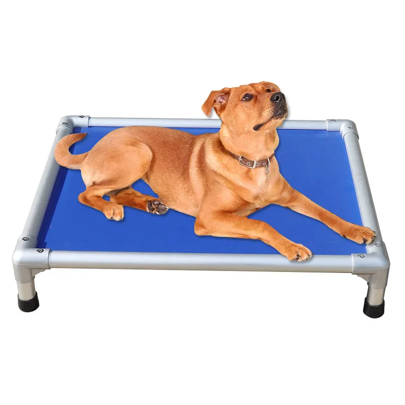 Chewproof Dog Stretch Bed Blue Black Dog House Cool Sleeping Mat Pet Bed Rectangle Shape Washable Elevated Dog Bed