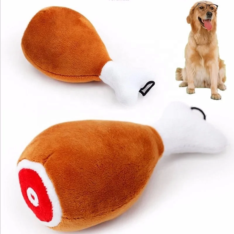 Chicken Leg Plush Toy for Dogs and Puppies, Molar Chew Toy, Interactive Squeaky Toy