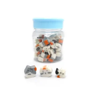 Children Favor Stationery Supplies Plastic Bottle Packing Small Erasers Cat Dog Animal Shape Mini Pencil Eraser for Kids