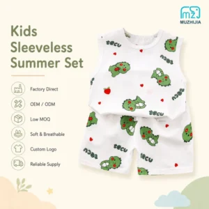 Children’s Vest Set Sleeveless T Shirt Vest Shorts Summer Thin Style Boys and Girls Baby Thin Two Piece Set