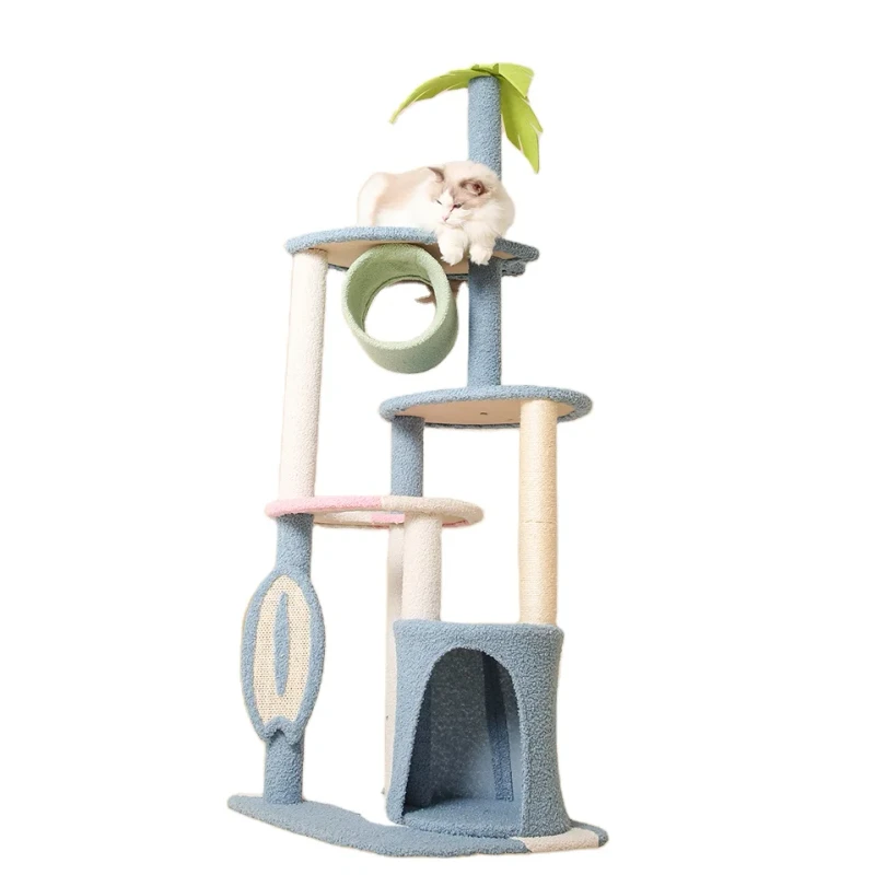 China Factory Luxurious House Customized Plush Big Pet Condo Natural Sisal Wood Scratcher Furniture Cat Tree