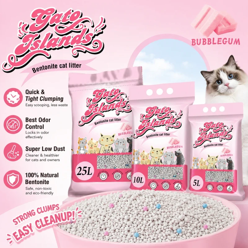China Factory Supplier Best Premium Brand 99.99% Dust Free Odor Control Strong Clumping Bentonite Cat Litter