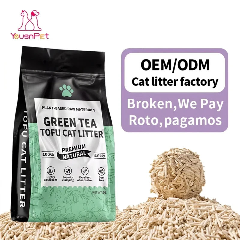 China Manufacturer Bean Fibre Cat Litter 2.0mm Standard Pellet Superior Clumping Highly Absorbent 6L Classic Edition