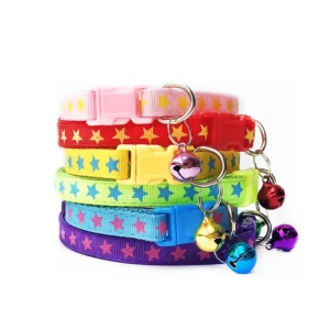 China Manufacturer Custom Multi Colors Star Pattern Pet Dog Cat Protective Collar With Bell