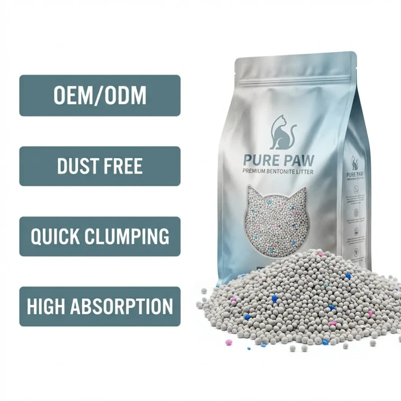 Chinese OEM and ODM Factory Strong Clumping Low Dust Odor Control High Water Absorption Natural Mineral Bentonite Cat Litter
