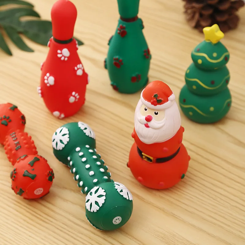 Christmas Pet Chew Toys with Cute Patterns Squeaky Toys for Dogs and Cats Pet Supplies
