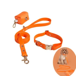 Classic Cartoon Waterproof Soft Plastic Dog Harness Collar with Poop Bags Leashes Traction Rope