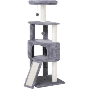 Classic Eco Friendly 2 Level Large Cat Tree Tower Indoor Cats Wood Paper Sisal Faux Fur Plush Scratcher Soft Perch Bed Carton