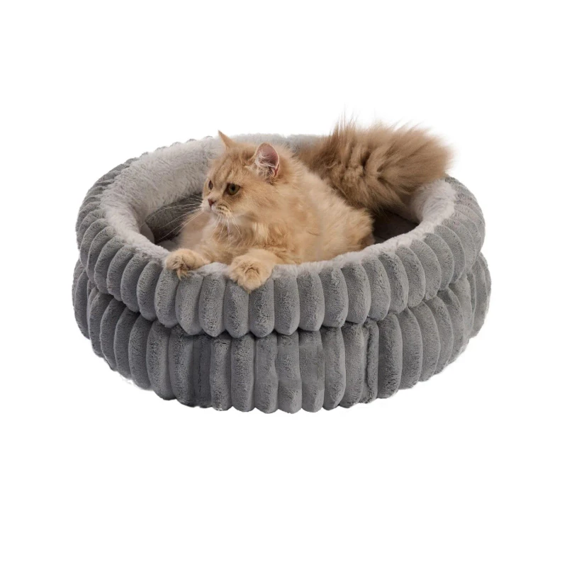Classic Fashion Pet Bed Comfortable Thick Washable Dog Cushion Pure Color Anti Slip Bottom Cat Bed Durable Plush Fleece Portable