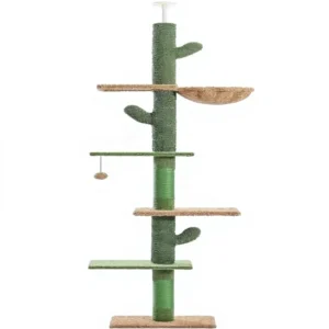 Classic Luxury Large Solid Wood Cat Tree with Climbing Frame Nest Scratching Board Cat Toy & Shelves-Easy Assembly