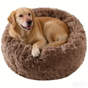 Classic Modern Solid Style Washable Non slip Polyester Dog Cat Plush Donut Round Nest Cozy Soft Warm Pet Bed
