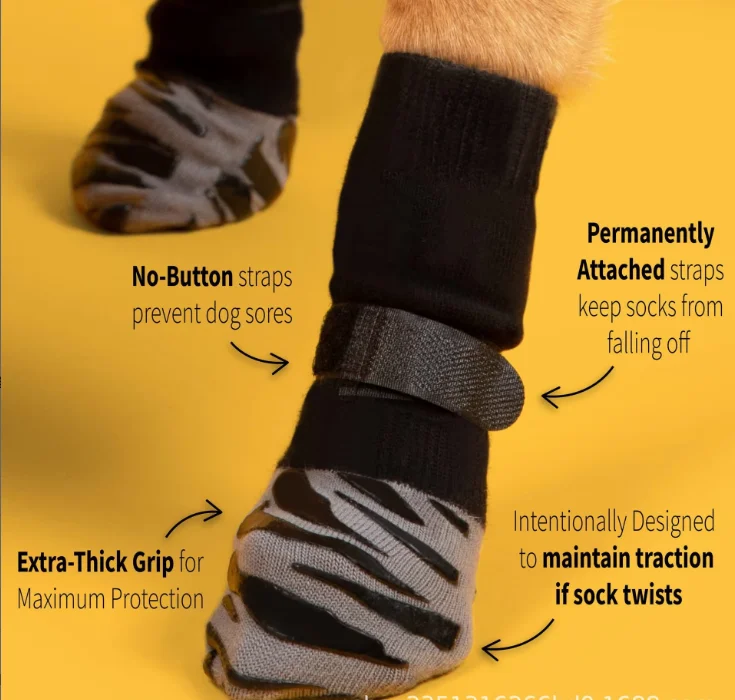 Classic Nylon Anti Slip Dog Shoes & Socks Extra Thick Grip Bootie for Paw Protection on Hardwood Floors Non Slip Dog Socks