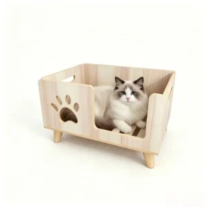 Classic Rectangular Wooden Pet Furniture Comfortable Elevated Dog & Cat House Packed in Carton for Small Pets