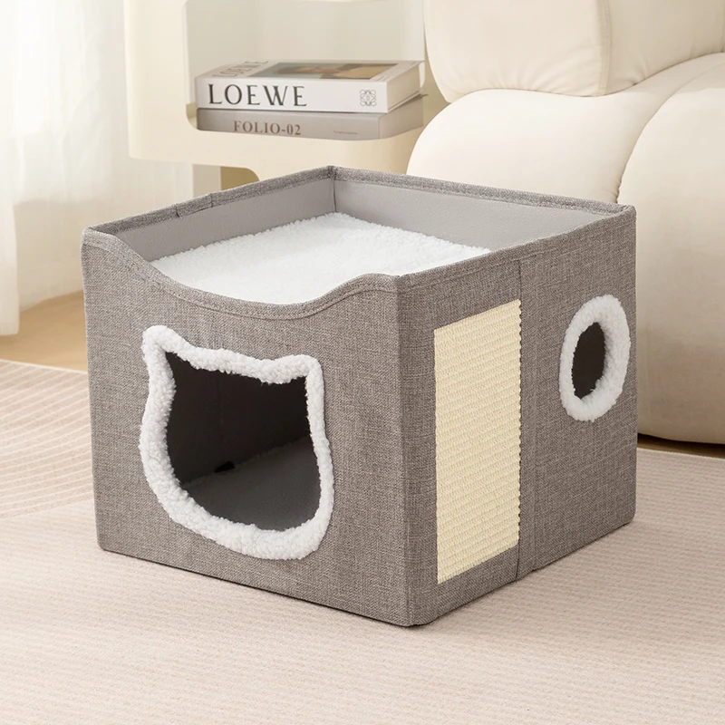 Classic Solid Indoor Pet Bed Scratching Board Hanging Ball Cave Dog Cat Beds Accessories Summer Suitable