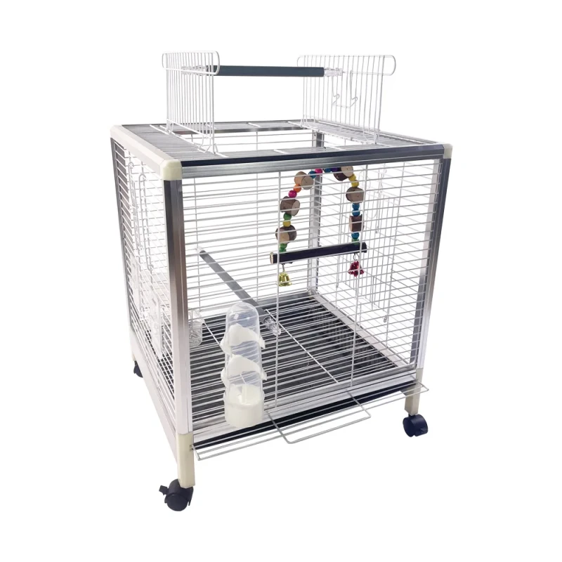 Classic Style Foldable Bird Breeding Cage with Roof Birdhouse Pigeon and Parrot Pole Bird Feeding Bowl Supplies in Box Packing