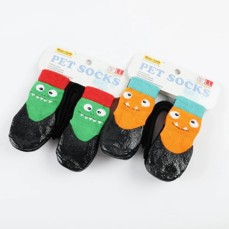 Classic Waterproof Eco Friendly Cotton Dog Shoes Pet Socks Solid Pattern for Big Dogs Non slip Detachable Straps All Seasons