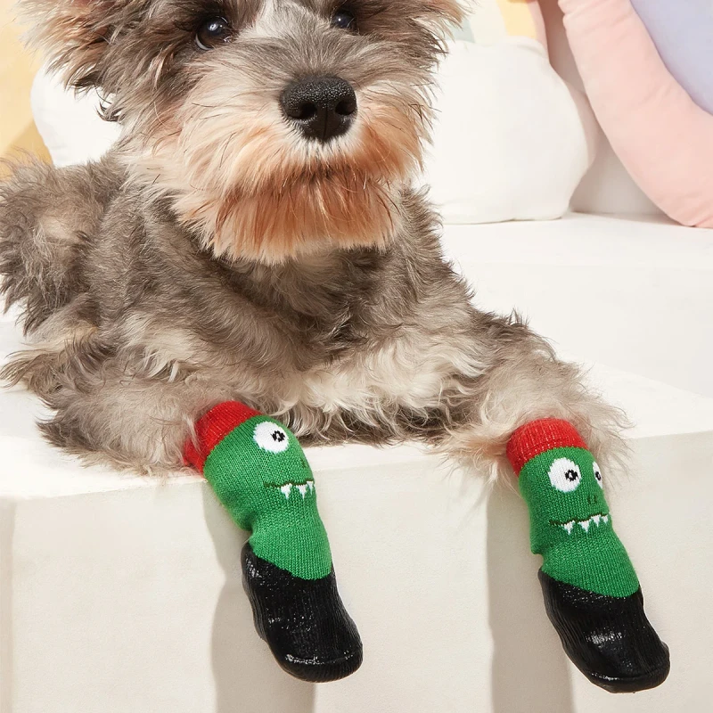 Classic Waterproof Eco Friendly Cotton Dog Shoes/Pet Socks Solid Pattern for Big Dogs Non slip Detachable Straps All Seasons