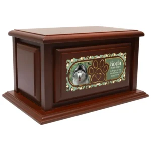 Classic Wooden Pet Memorial Urn Dog and Cat Urns Pet Memory Box Keepsake with Photo Display for Ashes Funeral Remains