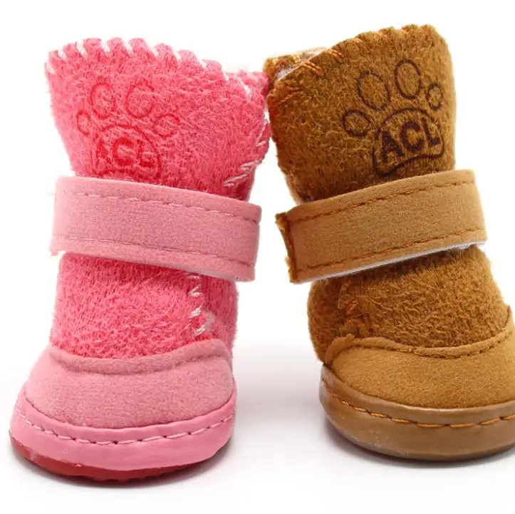 Classic and Cute Anti-Slip Dog Shoes Winter Warm Cotton Lining Pet Socks Waterproof and Breathable Cloth Material