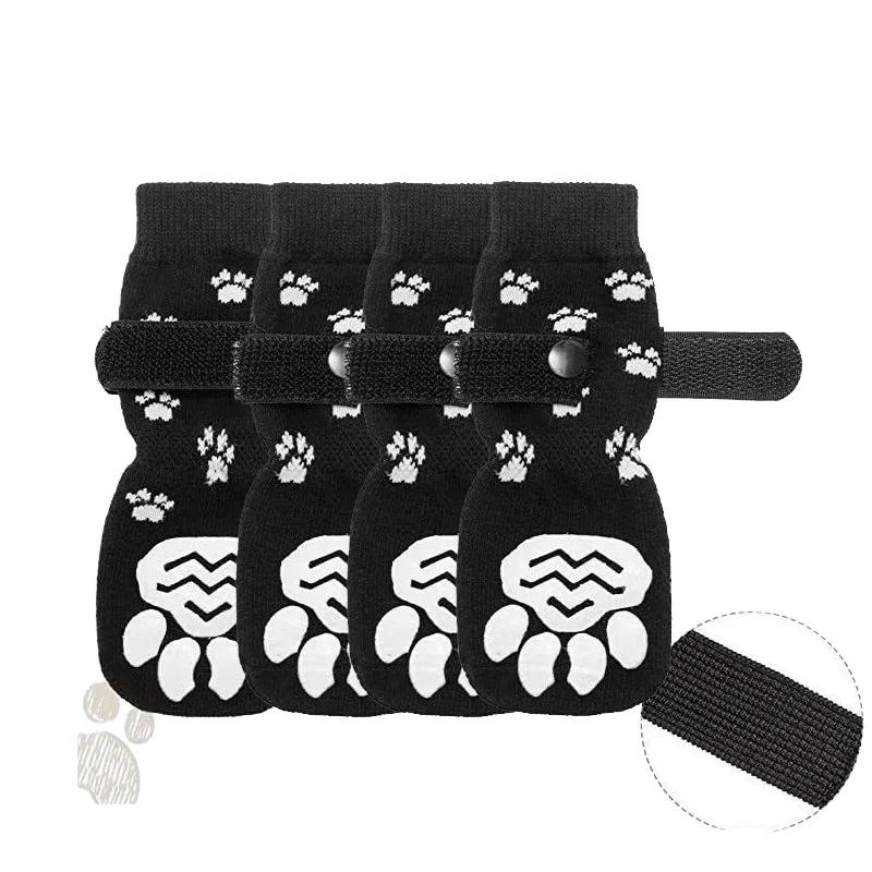 Classic and Cute Black Waterproof Cotton Pet Dog Boots Winter Shoes Socks with Breathable Print Water Proof Accessory