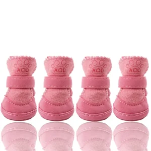 Classic and Cute Winter Pet Socks Waterproof and Breathable Rubber Dog Boots Warm Cotton Inside for Cold Weather Pets