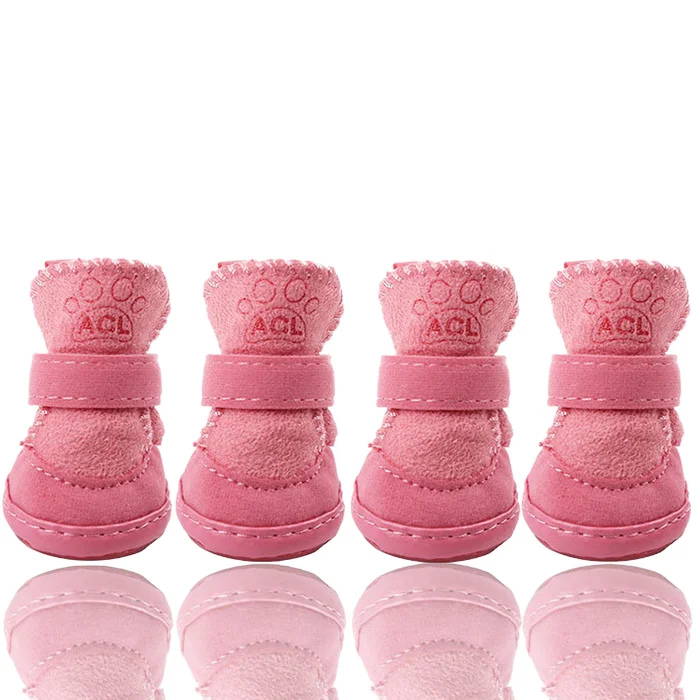 Classic and Cute Winter Pet Socks Waterproof and Breathable Rubber Dog Boots Warm Cotton Inside for Cold Weather Pets