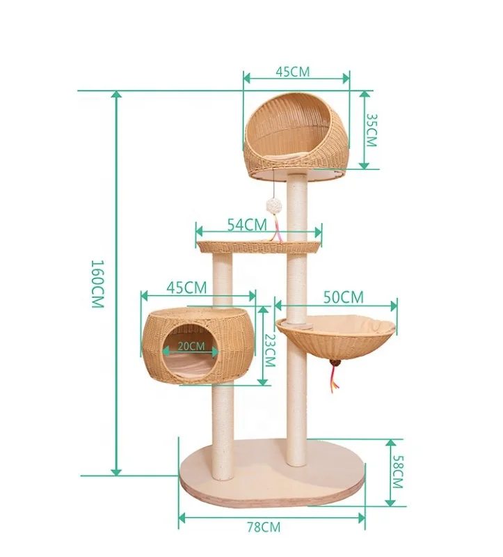 Climbing Frame Vertical Scratching Post Pet Toy Condo Wood Sisal Cat Scratcher Large Cat Tree
