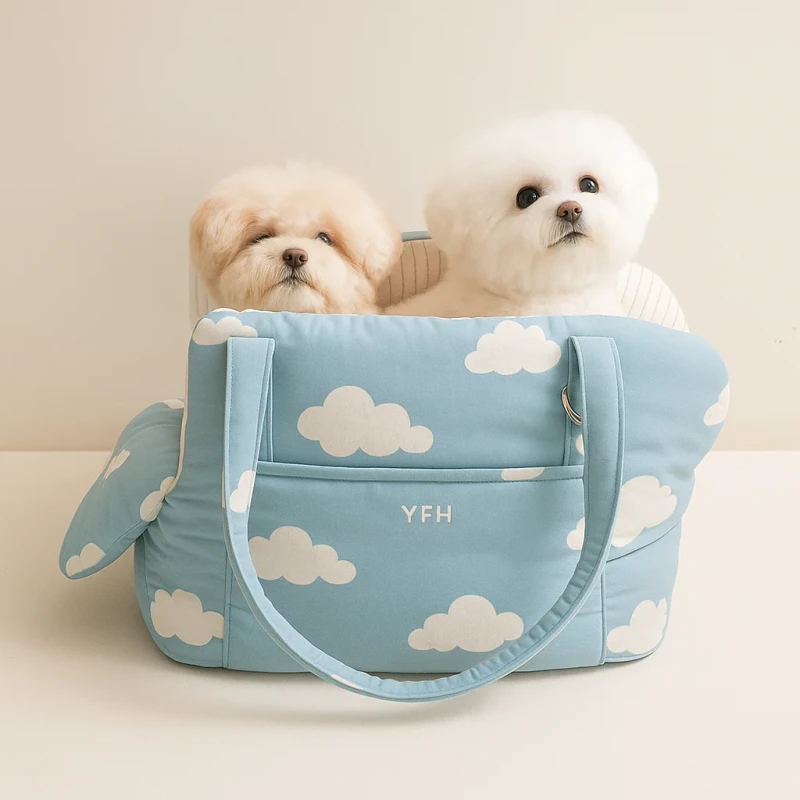 Cloud Design Pet Carrier Bag for Small Dogs and Cats Travel Tote Soft Puppy Carrier for Outdoor Airplane Car Use