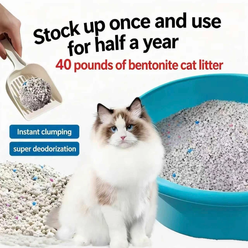 Clumping Cat Litter 100% Sodium Bentonite Clay Eco Friendly Biodegradable Flushable Strong Absorbent Fast Clumping