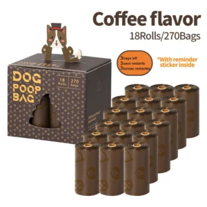 Coffee Scent Dog Poop Bags Thick High Density PE Leak Proof Tear Resistant Disposable Pet Waste Bags With Dispenser