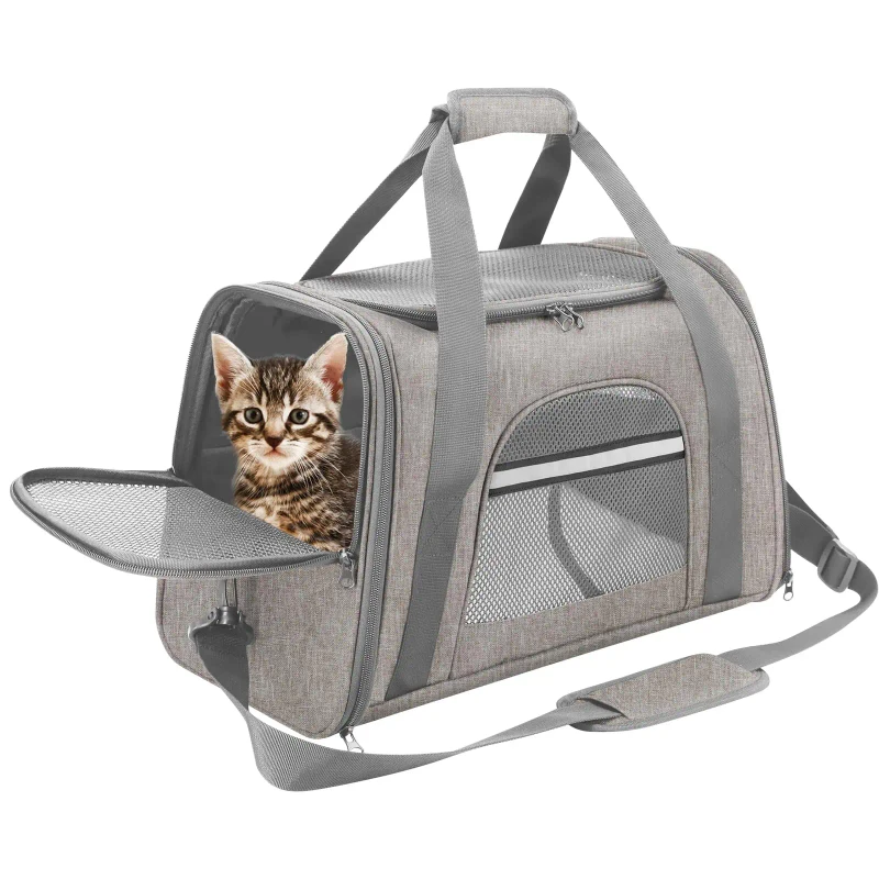 Collapsible Cats Carrier Dog Carrier for Medium Small Cats Dogs Soft Sided Airline Approved Pet Travel Carrier up to 15 Lbs
