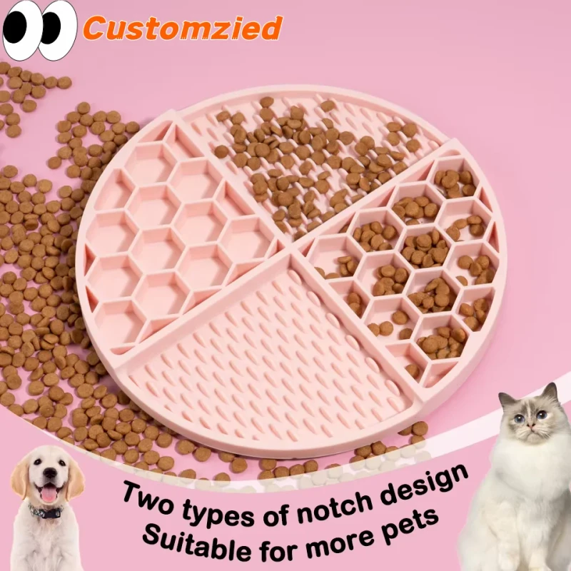 Collapsible Waterproof Round Slow Feeder Dog Bowl Sloweating Lick Mat Food-Grade Silicone Eco-Friendly Pet Supplies