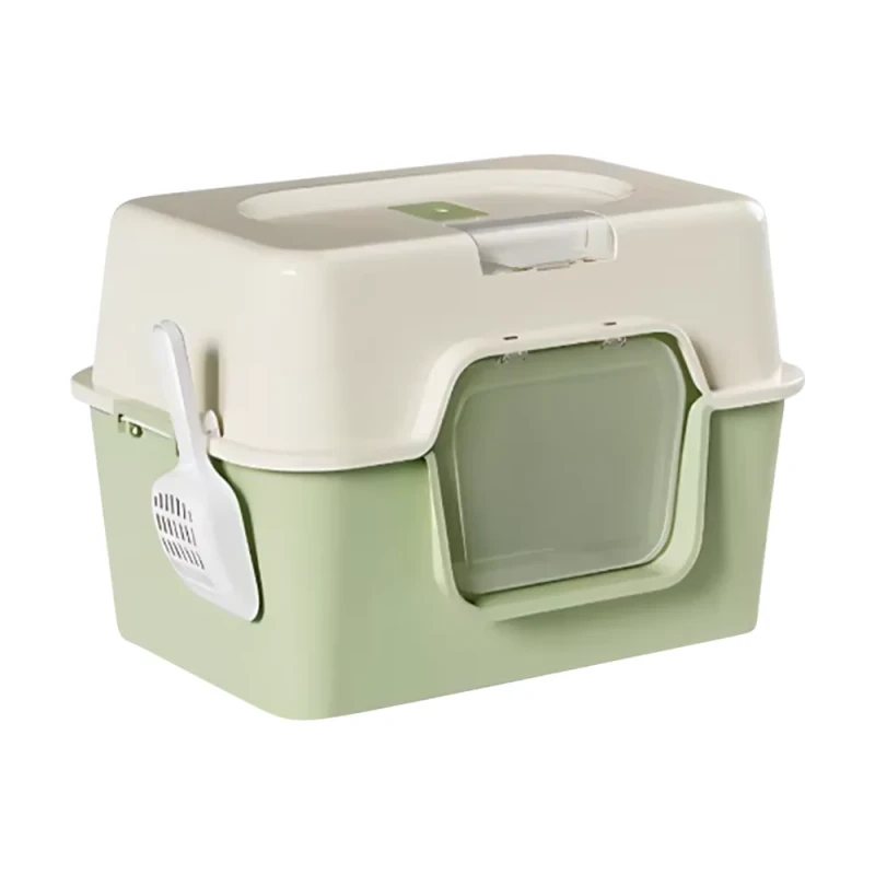 Color Block Cat-Loved Easy Install XL Capacity Washable Bacteria-Resistant Plastic Cat Litter Box XL for Home